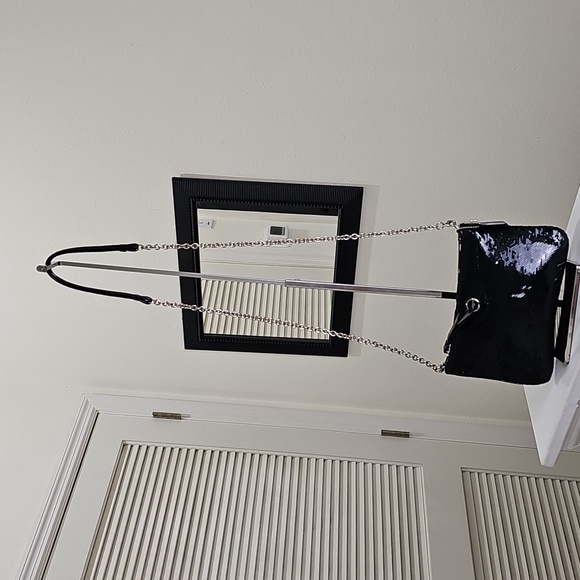 COACH Black Sequin Chain Strap MiniBag w/ Patent Leather Trim EUC - Picture 2 of 16